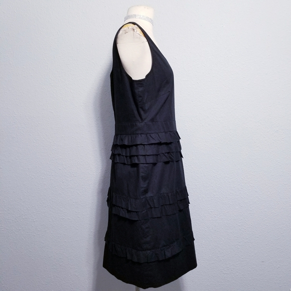 Tahari Levine black ruffle glam LBD party office dress 10 - Picture 3 of 7